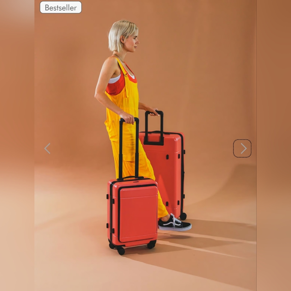 NIB CALPAK Hue Front Pocket Carry-On Luggage, Poppy - Picture 4 of 9